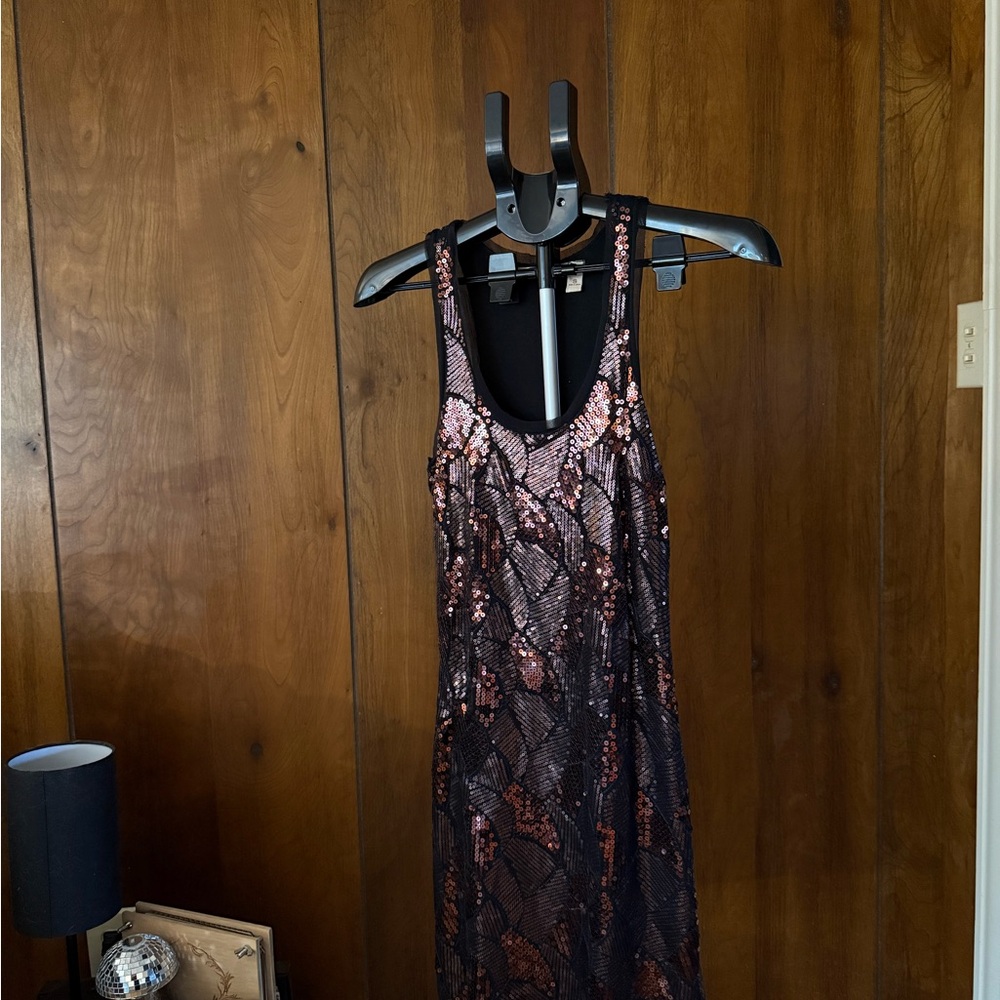 Chelsea & Violet Black Dress with Rose Gold Sequin Detail